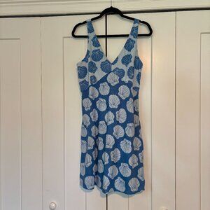 NWT | Abercrombie & Fitch Blue Shell Print Mini Dress, Medium Tall